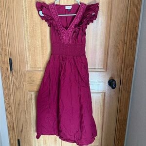 Universal Thread Burgundy Ruffle Midi Dress